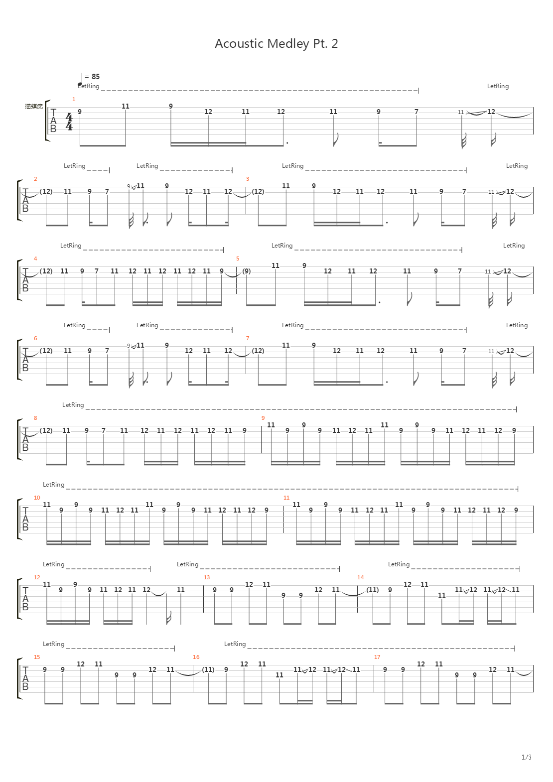 Acoustic Medley Pt. 2吉他谱