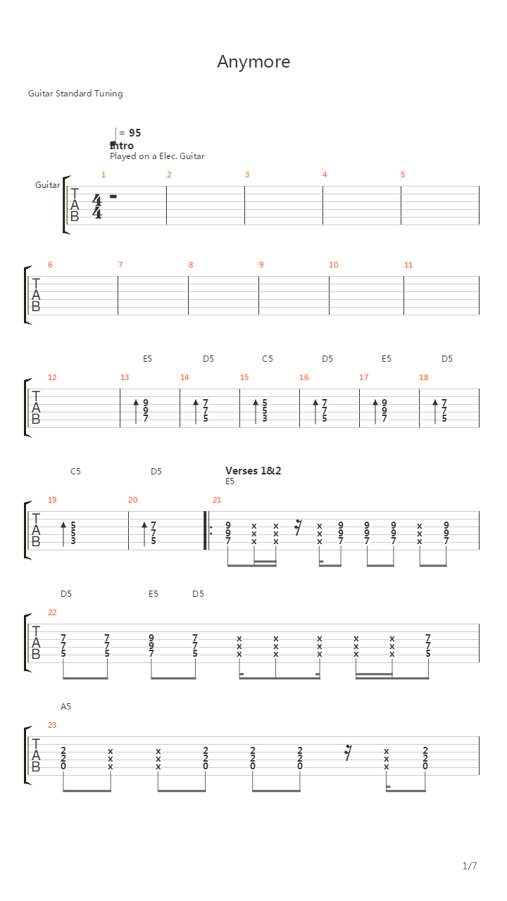 Anymore吉他谱