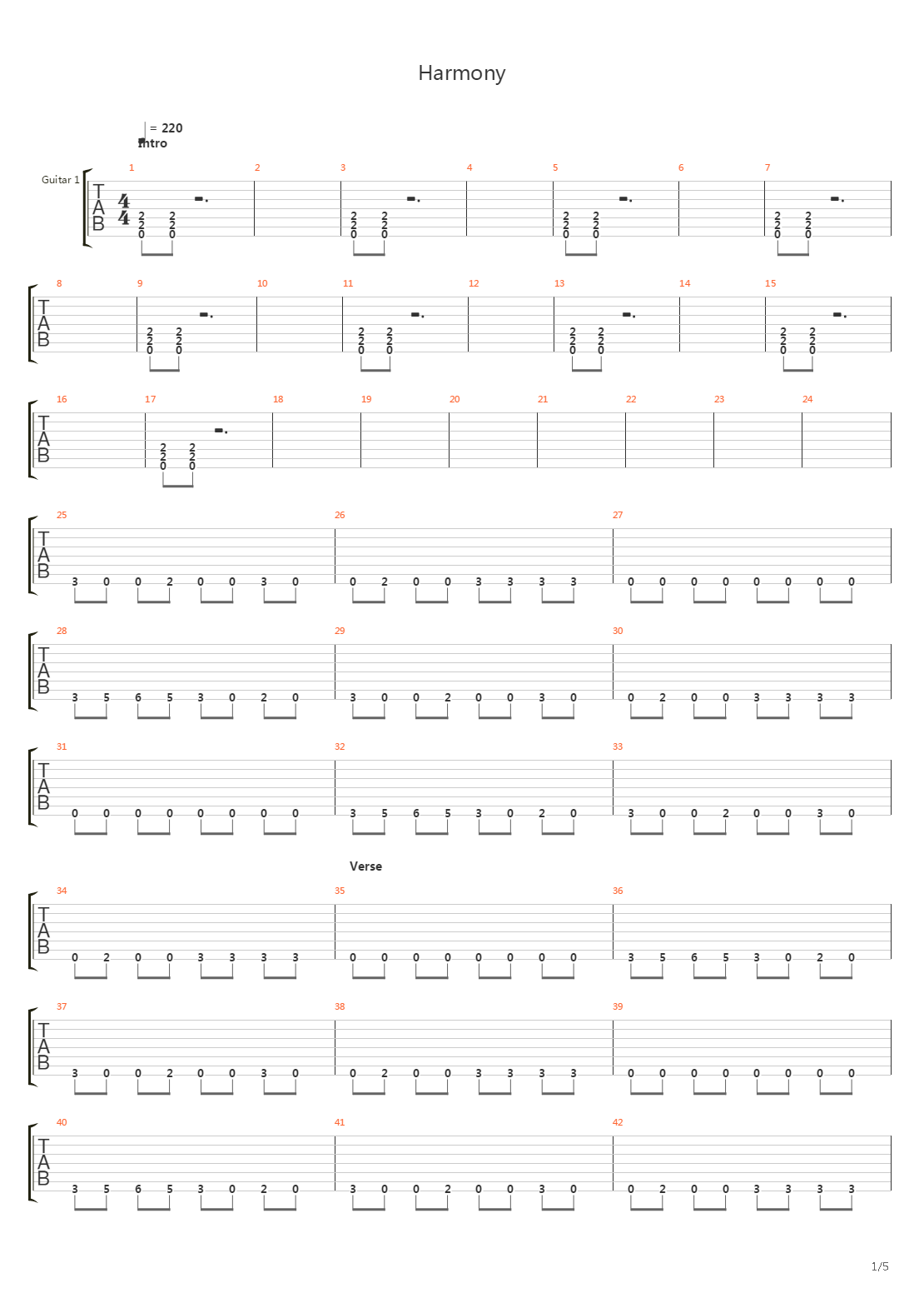 Harmony吉他谱