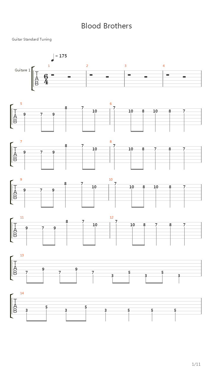 Blood Brothers吉他谱