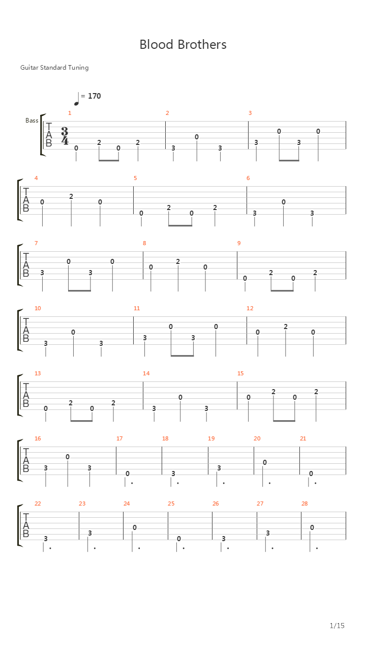 Blood Brothers吉他谱