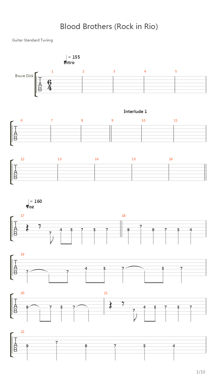 Blood Brothers吉他谱