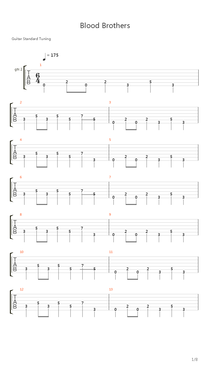 Blood Brothers吉他谱