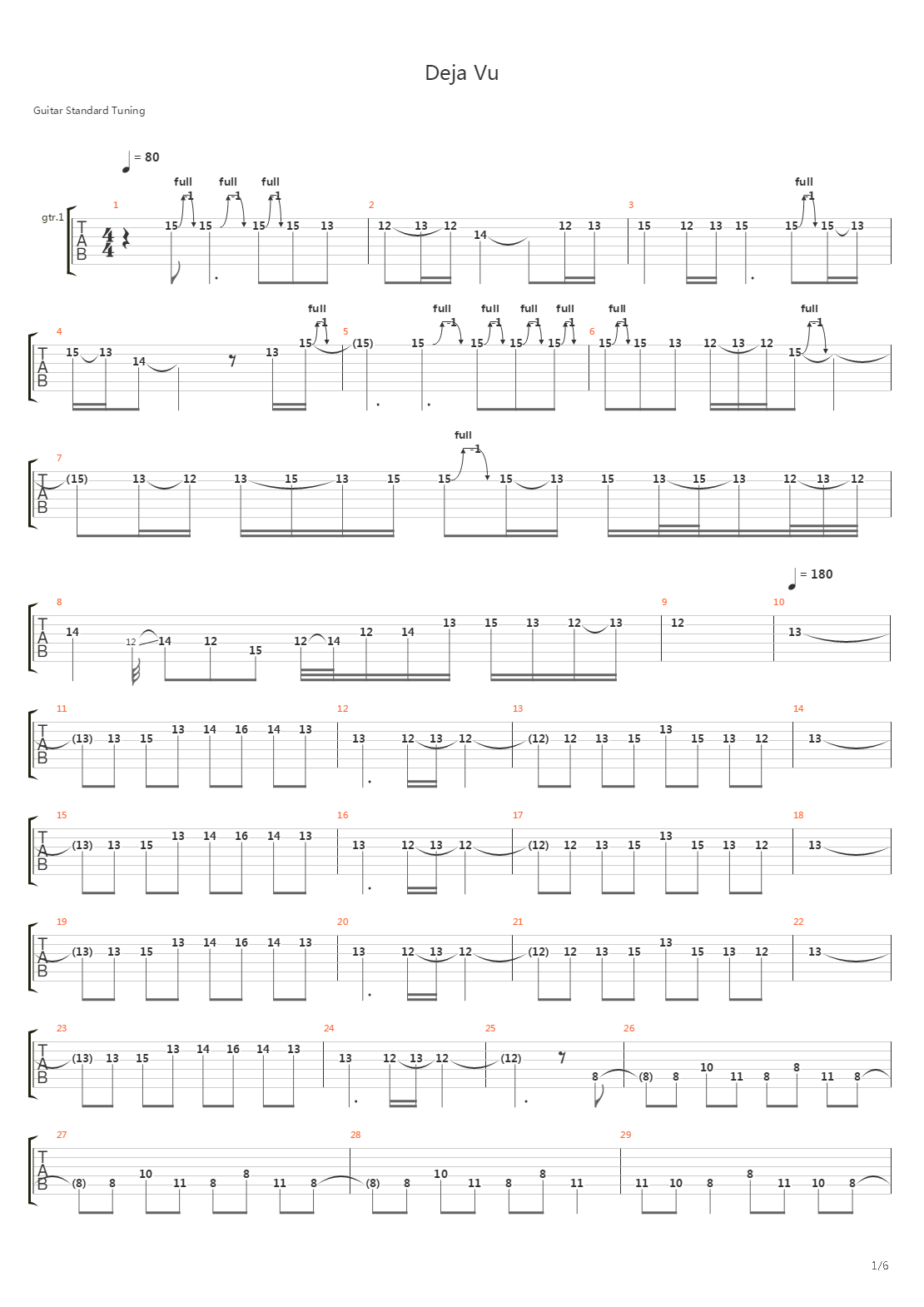 Deja Vu吉他谱