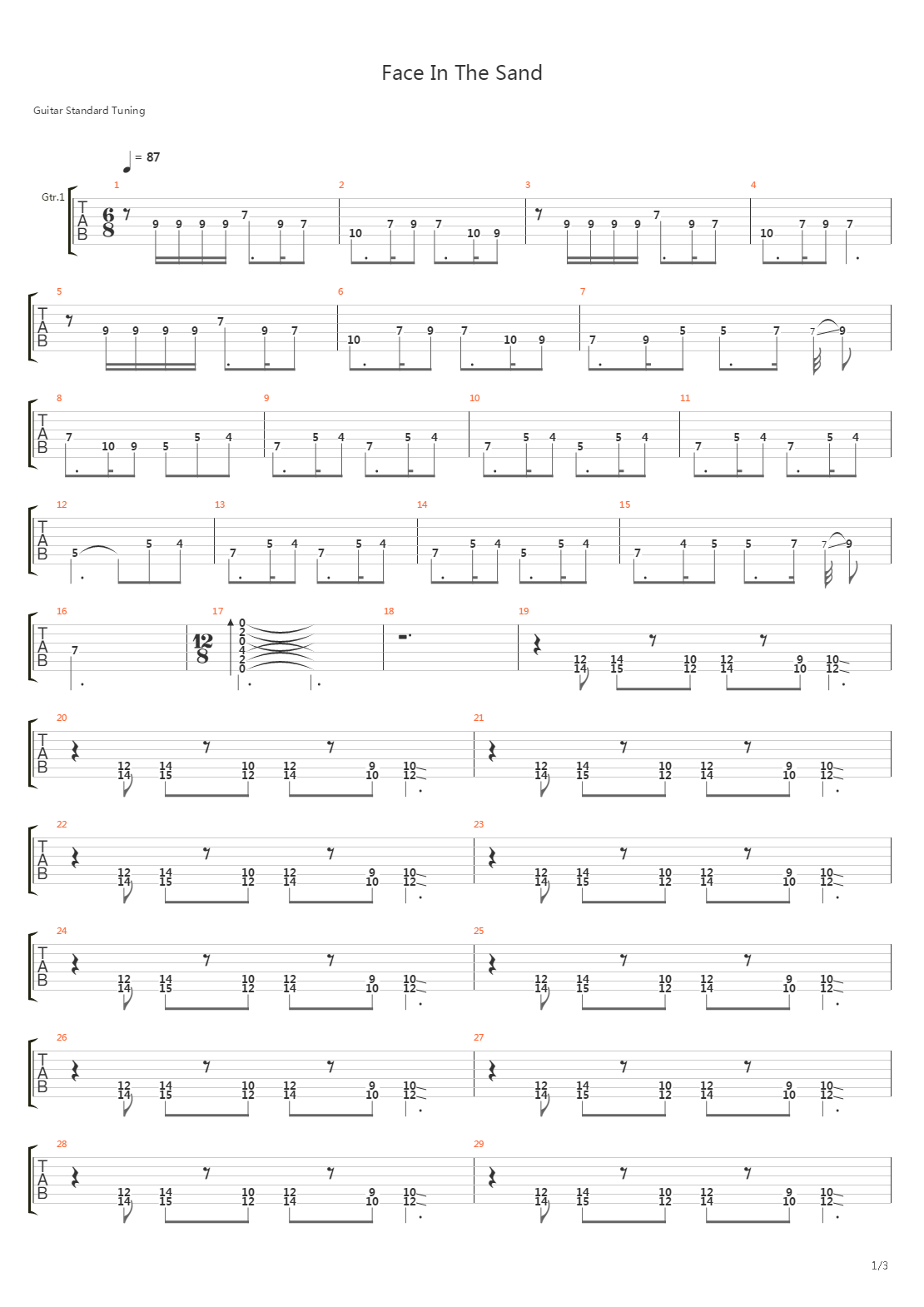 Face In The Sand吉他谱