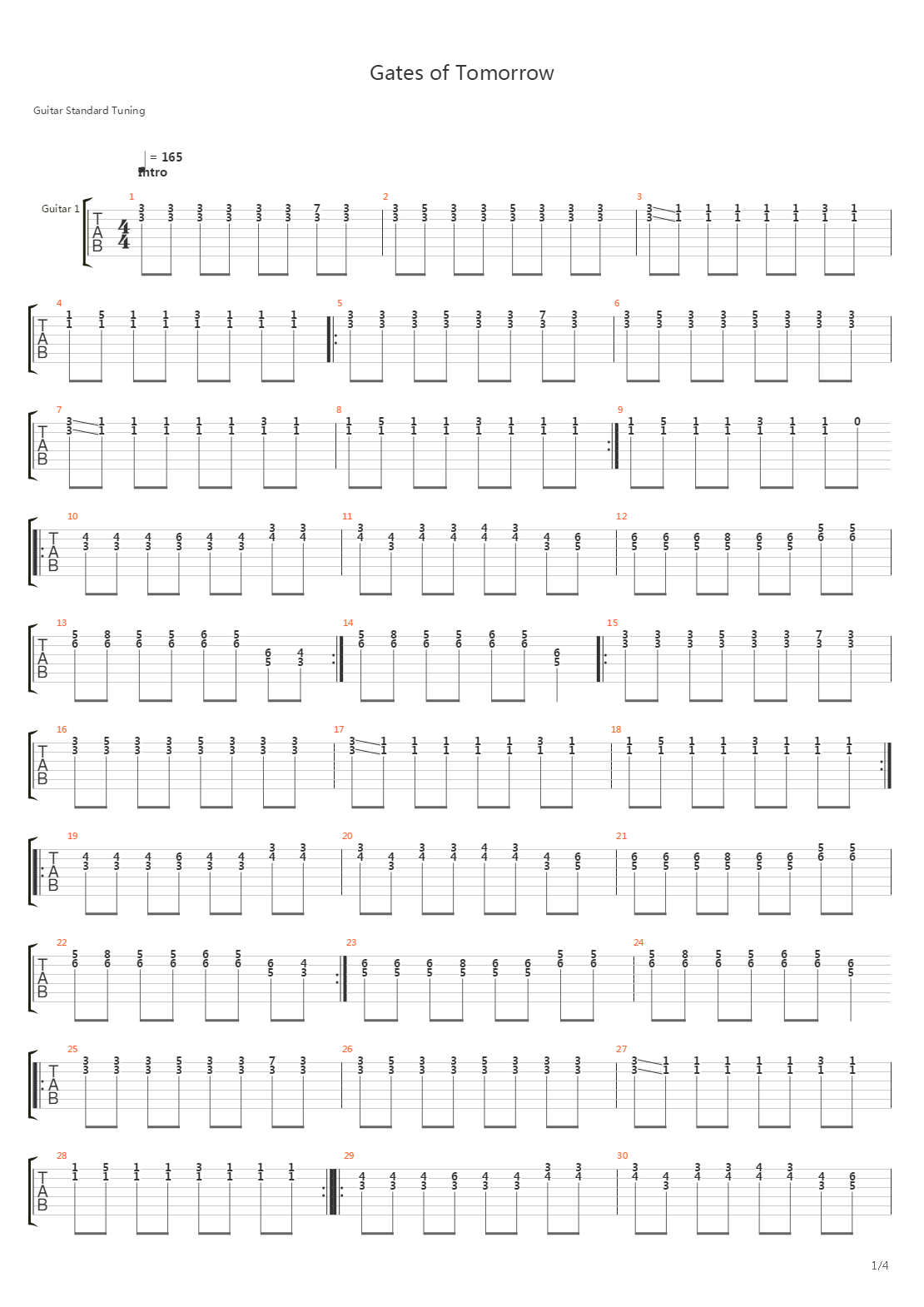 Gates Of Tomorrow吉他谱