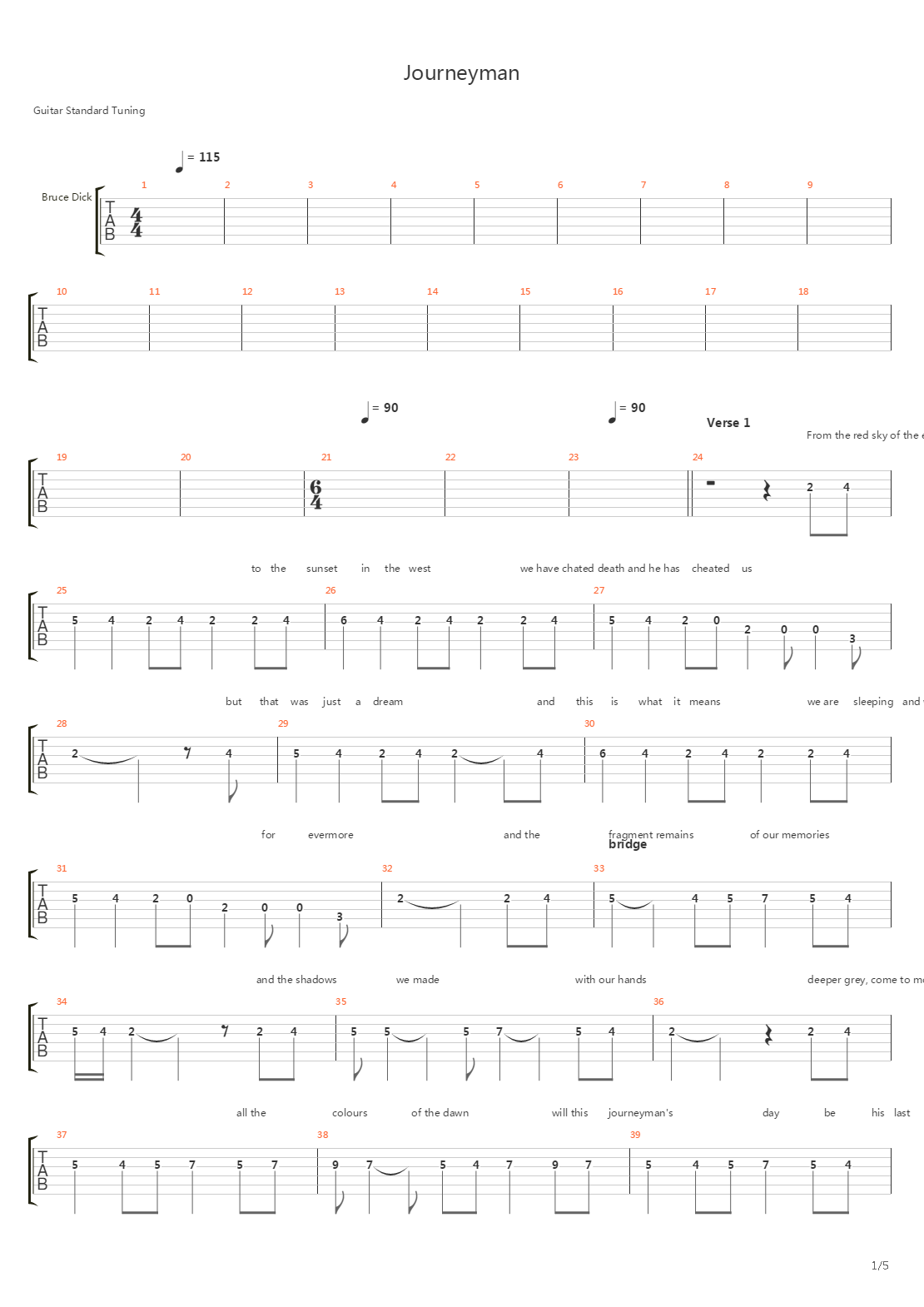 Journeyman吉他谱