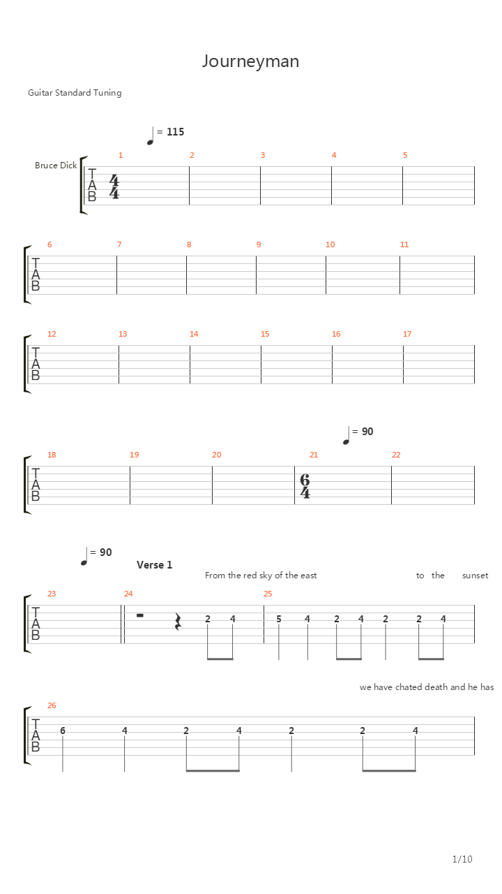 Journeyman吉他谱