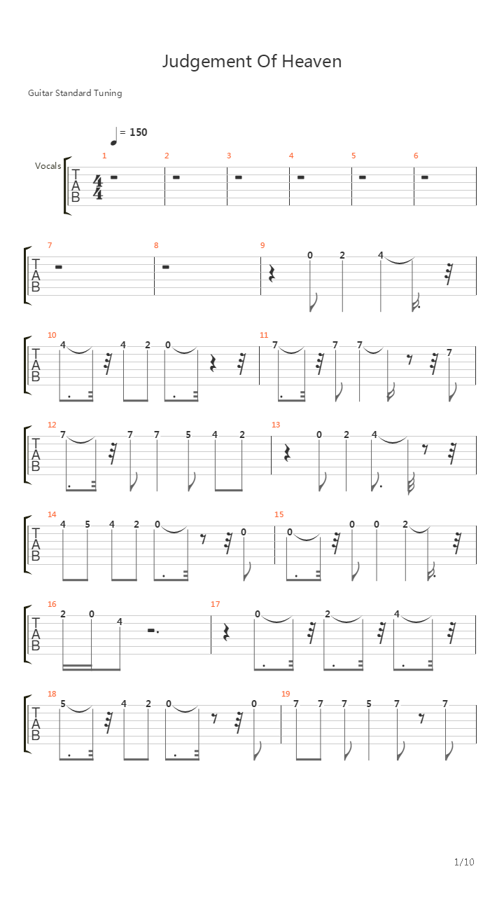 Judgement Of Heaven吉他谱