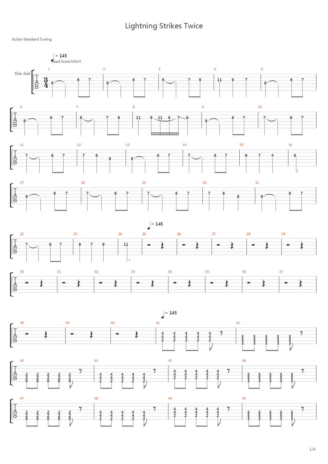 Lightning Strikes Twice吉他谱