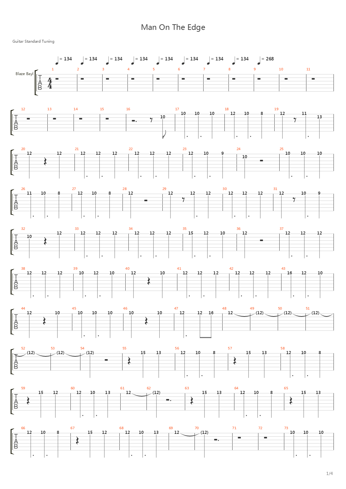 Man On The Edge吉他谱