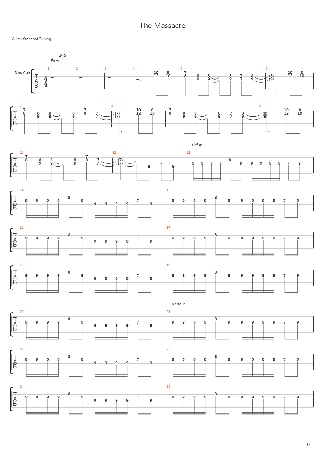 Massacre吉他谱