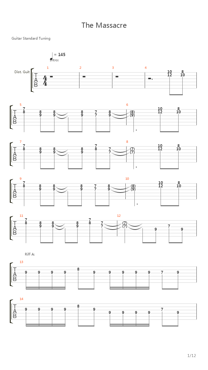 Massacre吉他谱