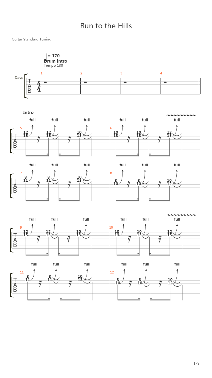 Run To The Hills吉他谱