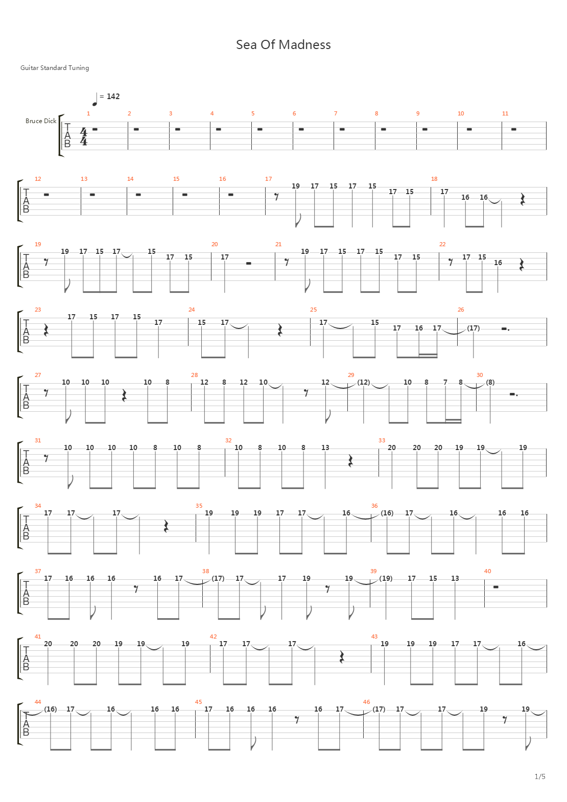 Sea Of Madness吉他谱