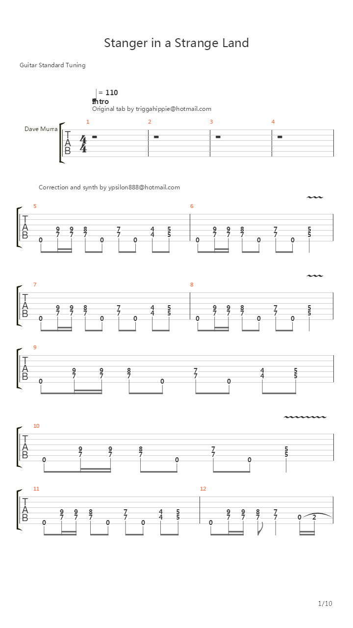 Stranger in a Strange Land吉他谱