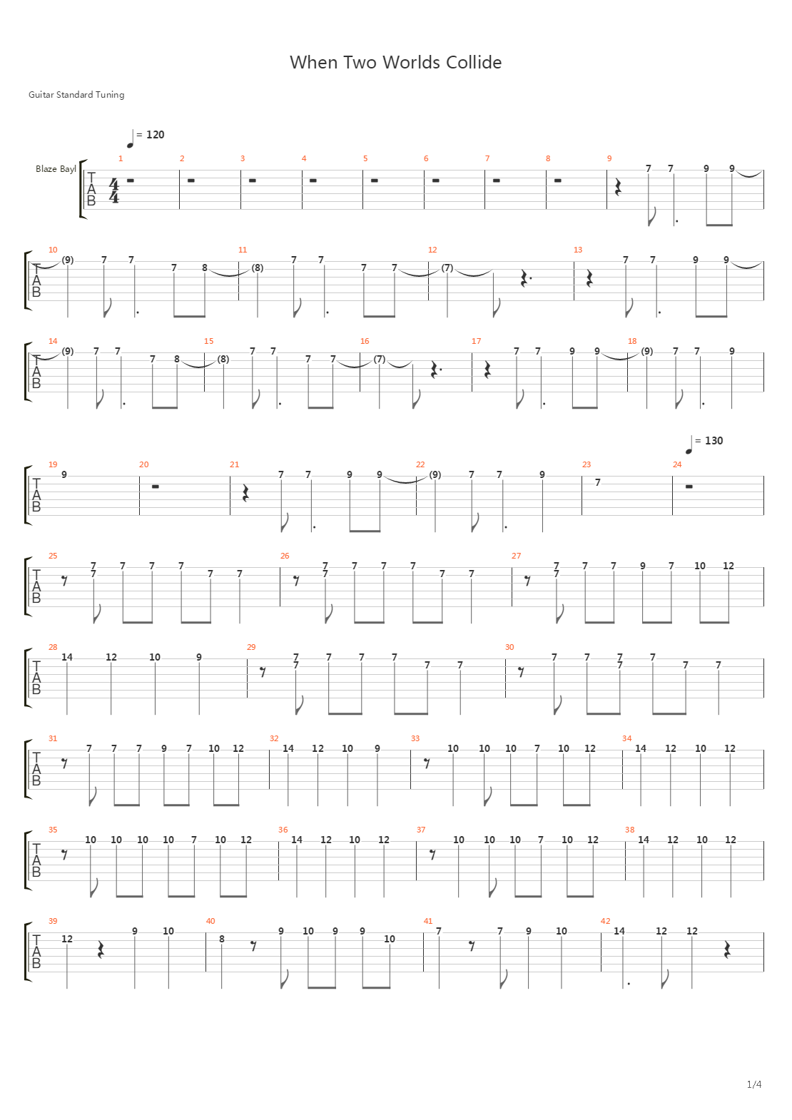 When Two Worlds Collide吉他谱