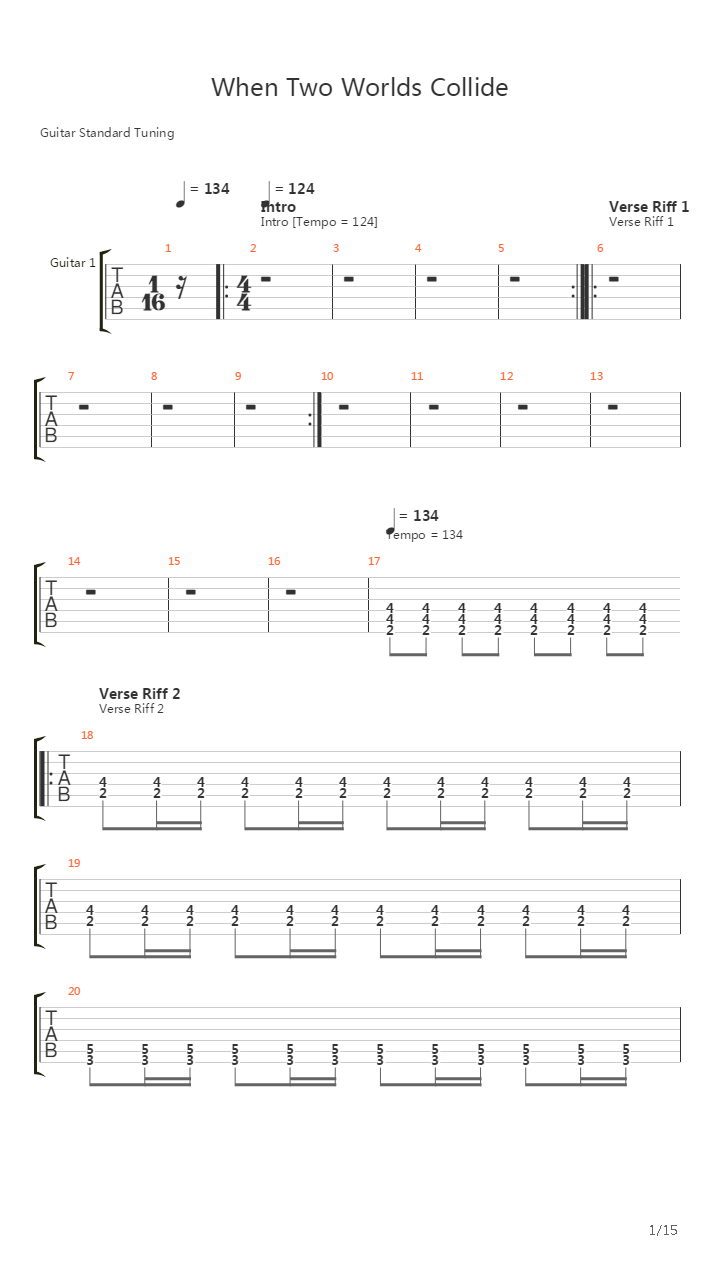 When Two Worlds Collide吉他谱