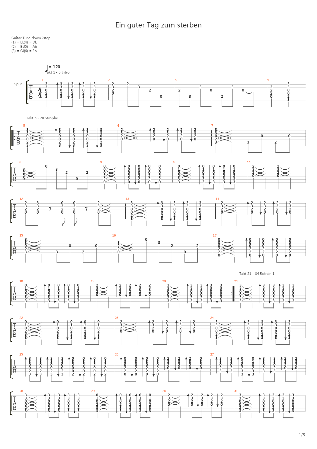 Ein Guter Tag Zum Sterben吉他谱