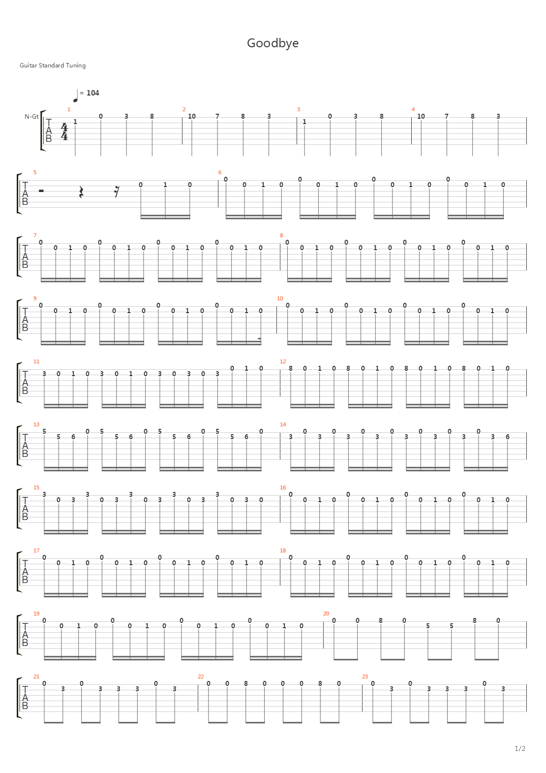 Goodbye (OST Hachiko)吉他谱
