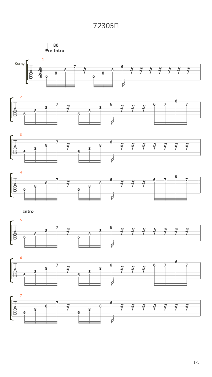 72305я吉他谱