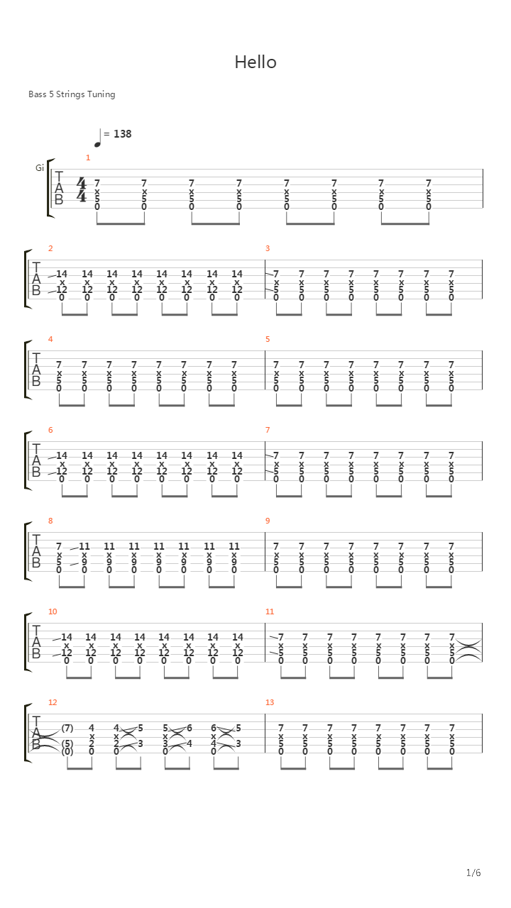 Hello吉他谱