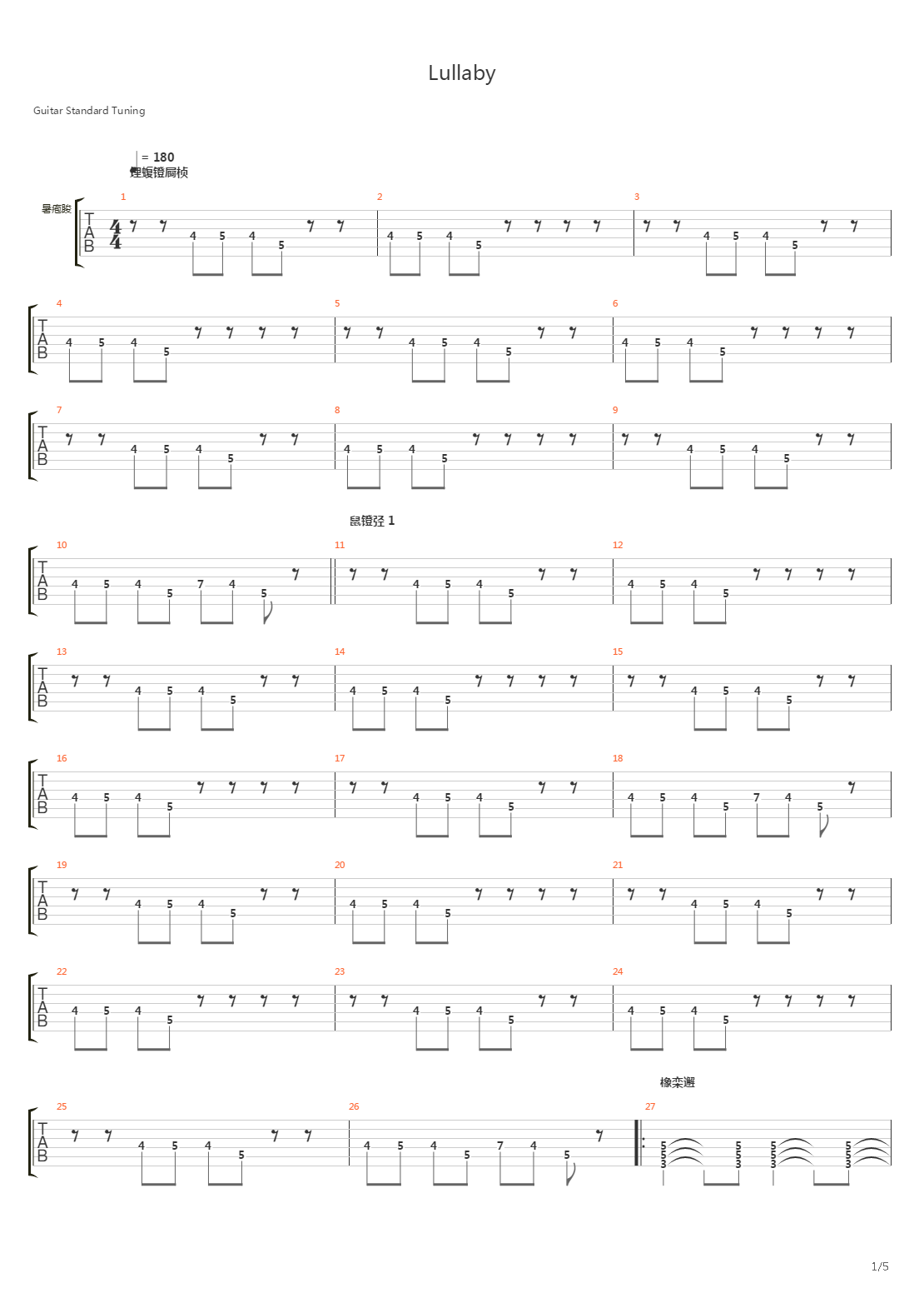 Lullabay吉他谱