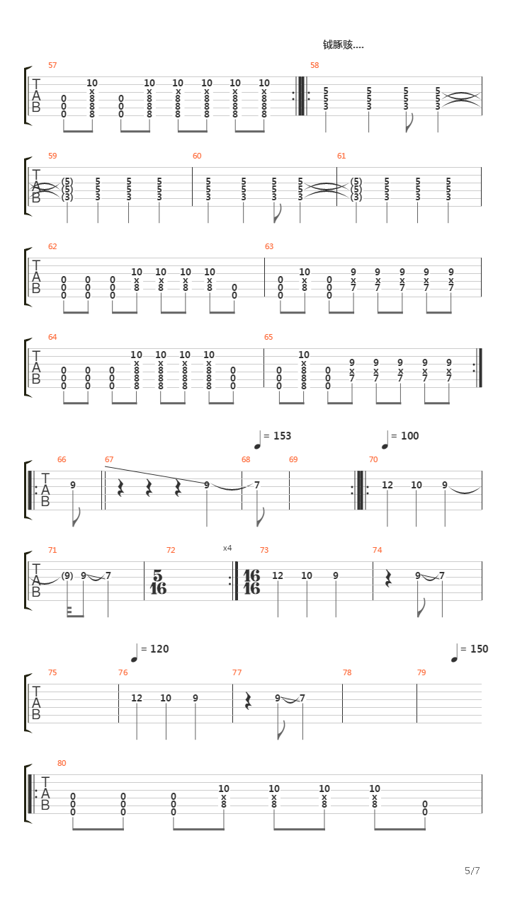 Сестра милосердия吉他谱