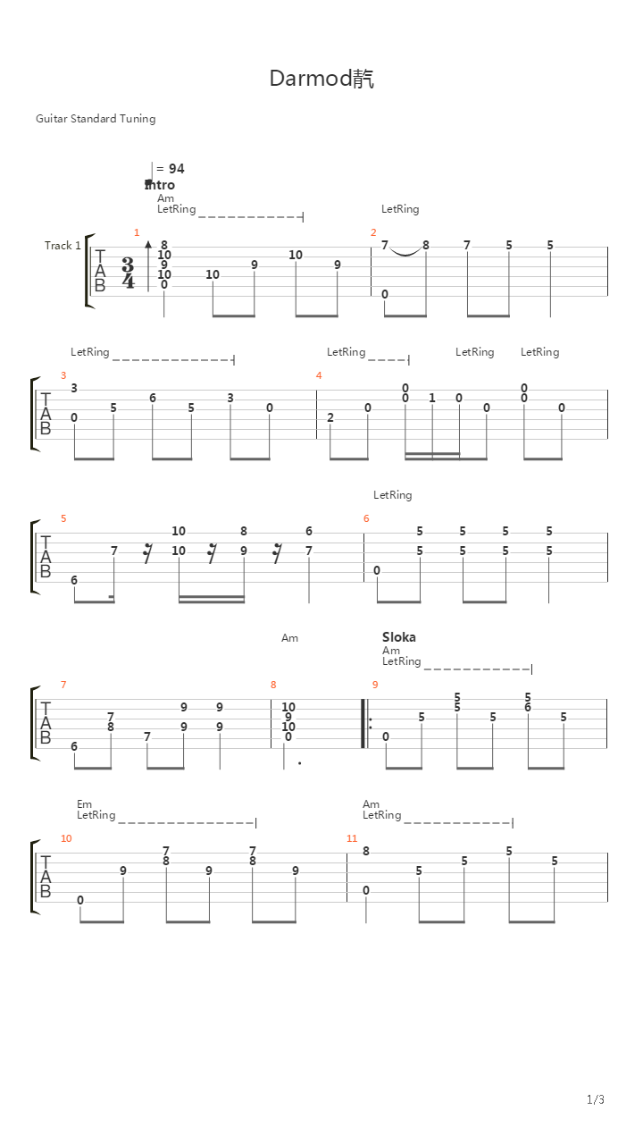 Darmodej吉他谱