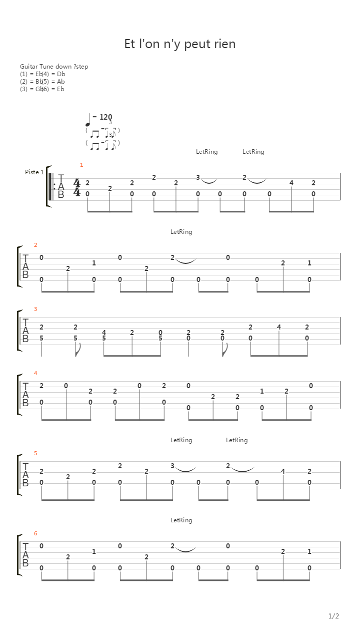 Et l'on n'y peut rien ( Intro picking )吉他谱