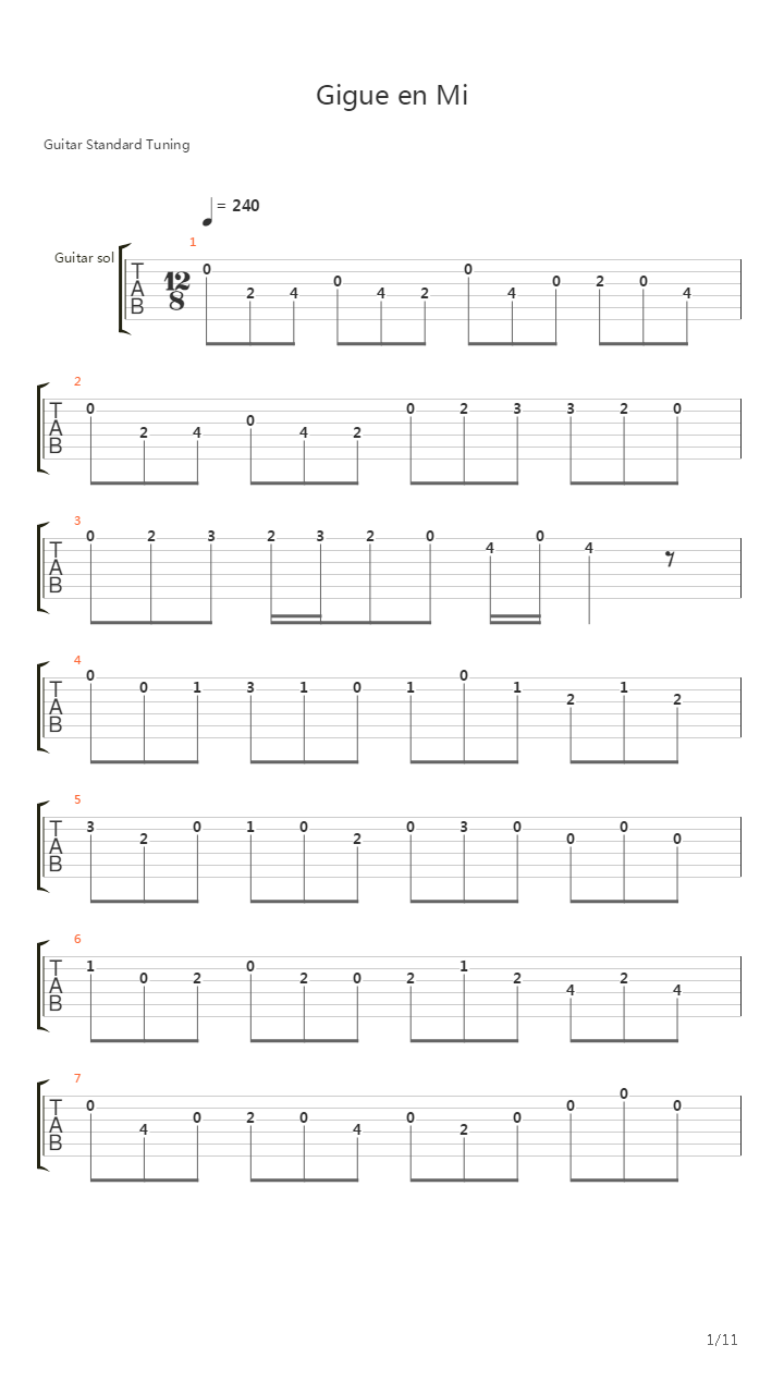 Gigue En Mi吉他谱