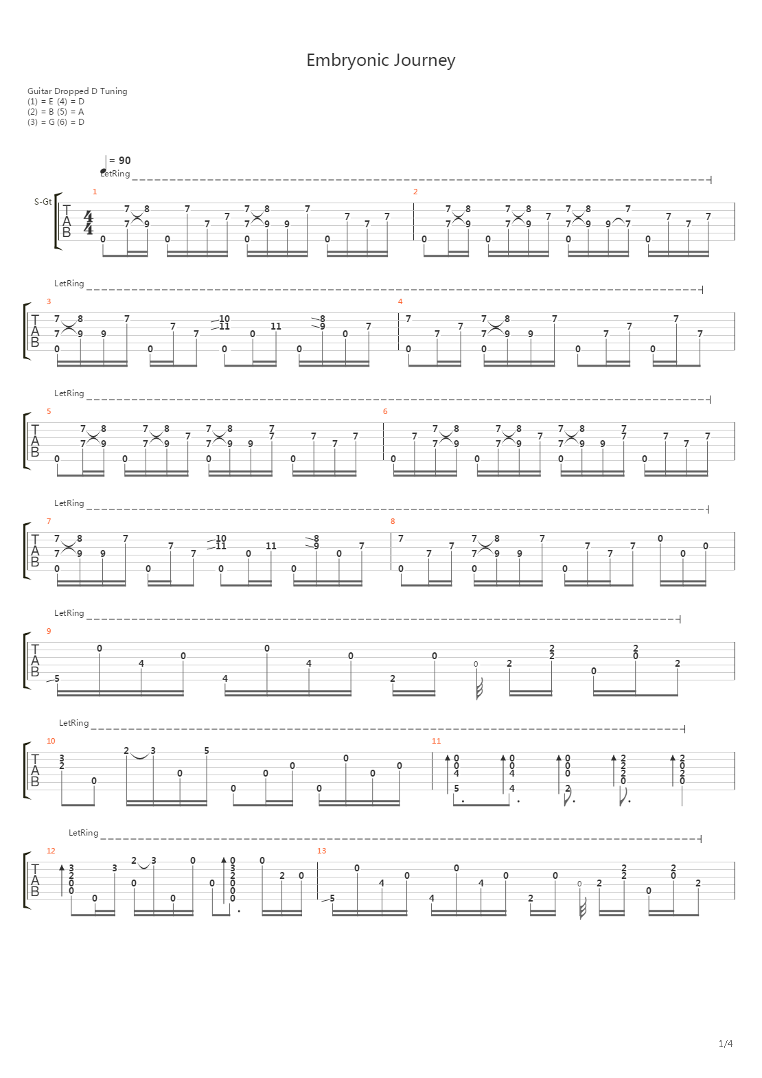 Embryonic Journey吉他谱