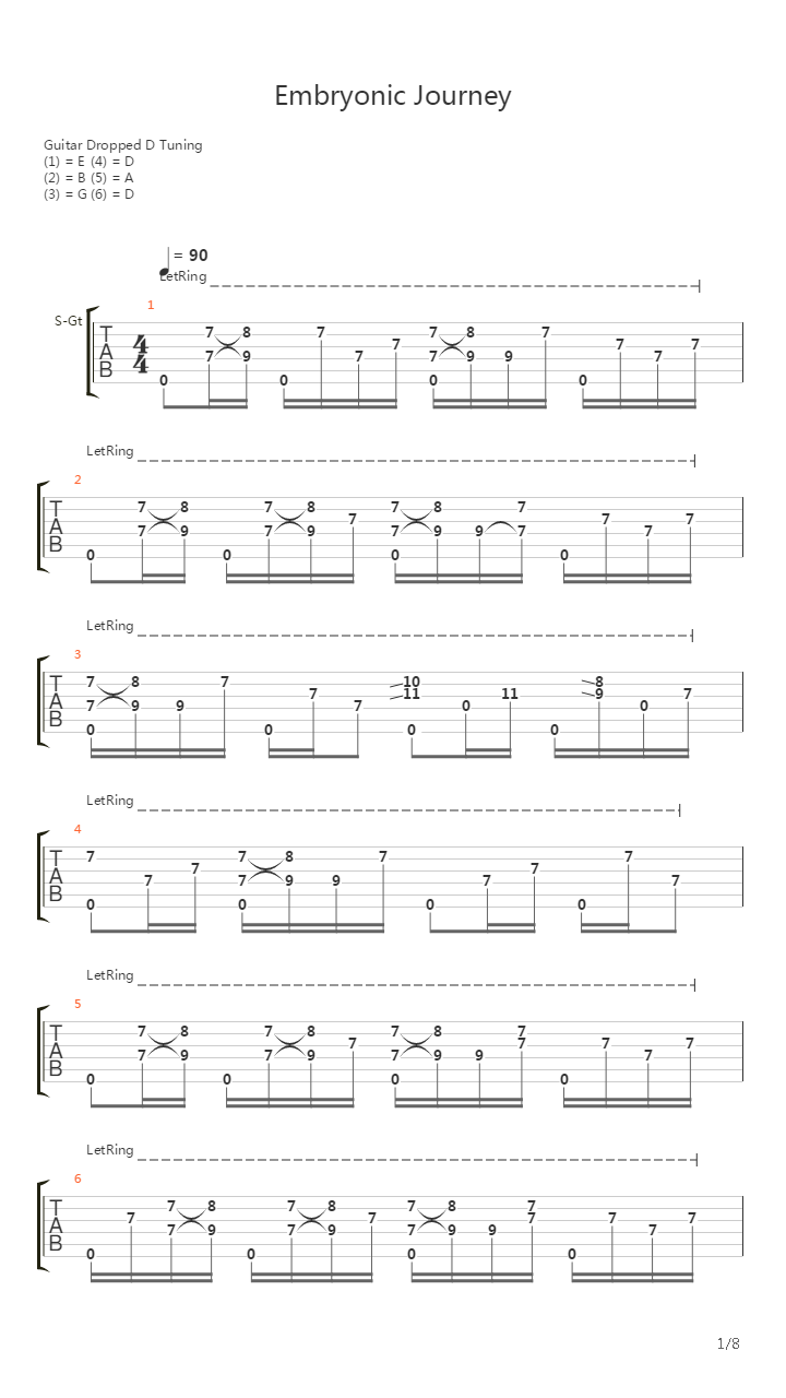 Embryonic Journey吉他谱