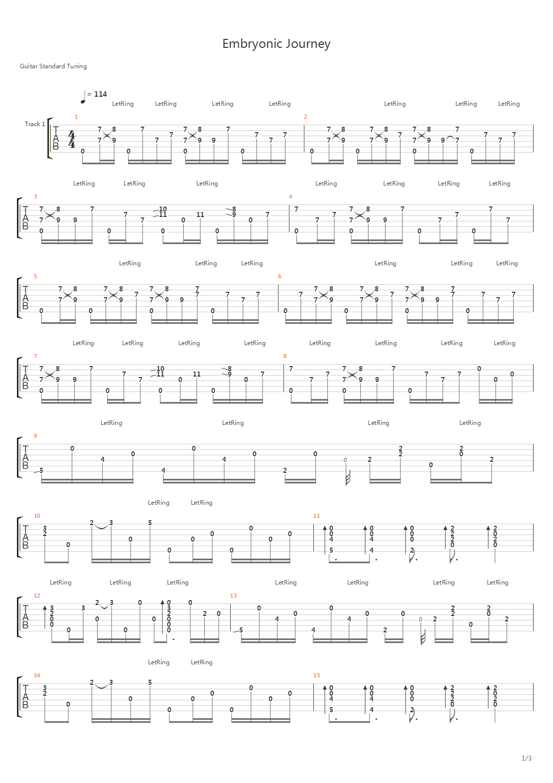 Embryonic Journey吉他谱