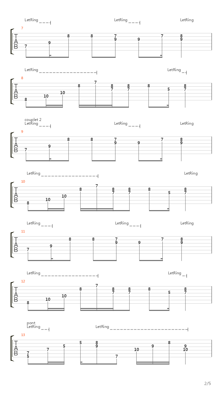 Des Mots Qui Resonnent吉他谱