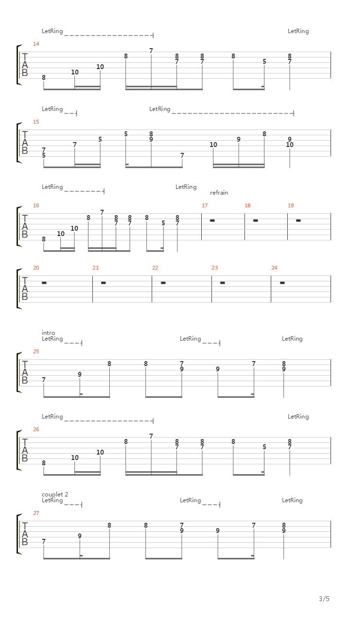 Des Mots Qui Resonnent吉他谱
