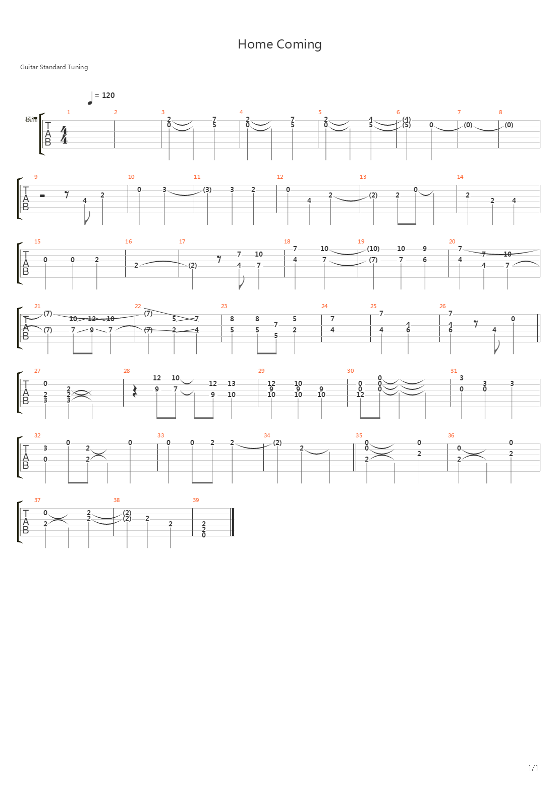 Home Coming (Rambo Theme)吉他谱