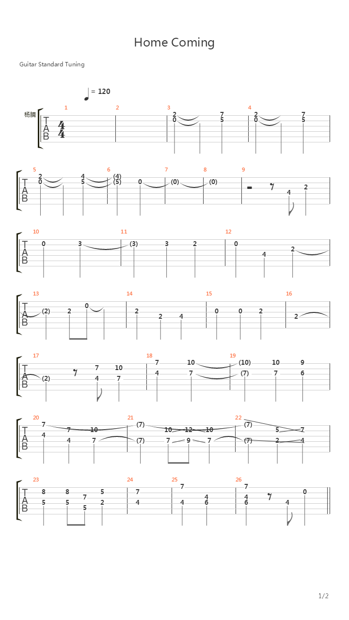 Home Coming (Rambo Theme)吉他谱