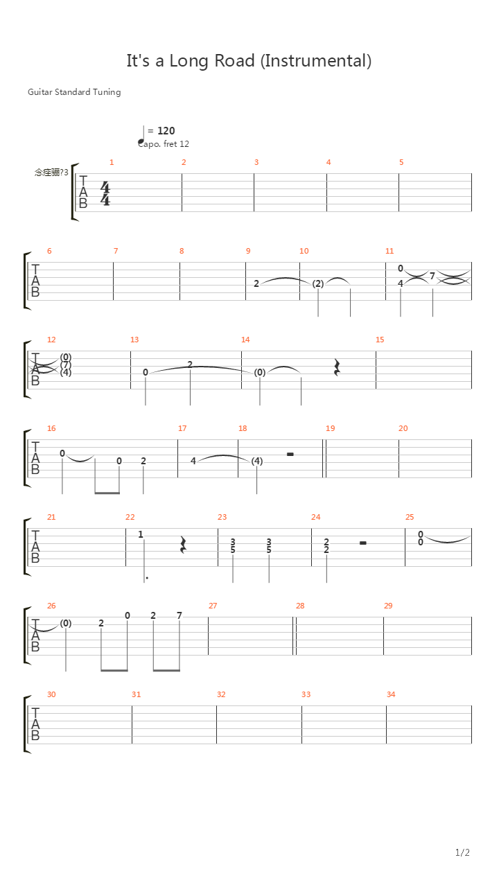 It's a Long Road (Rambo I)吉他谱