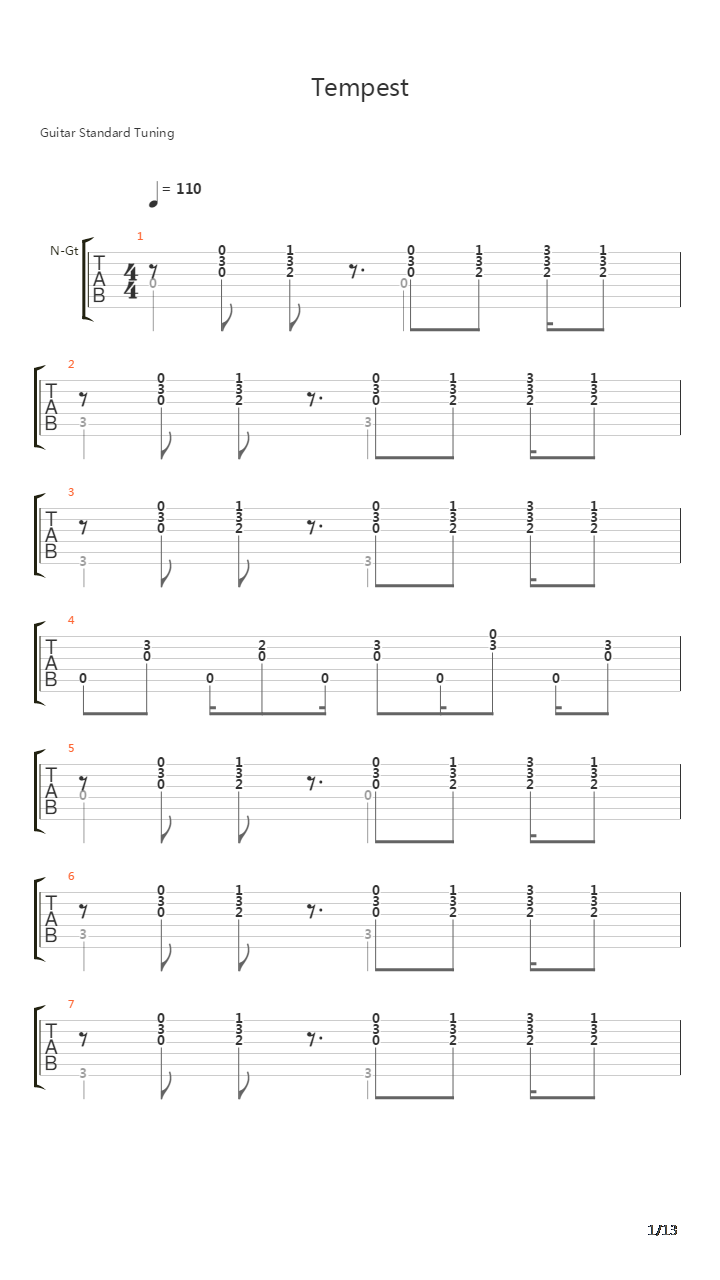 Tempest吉他谱