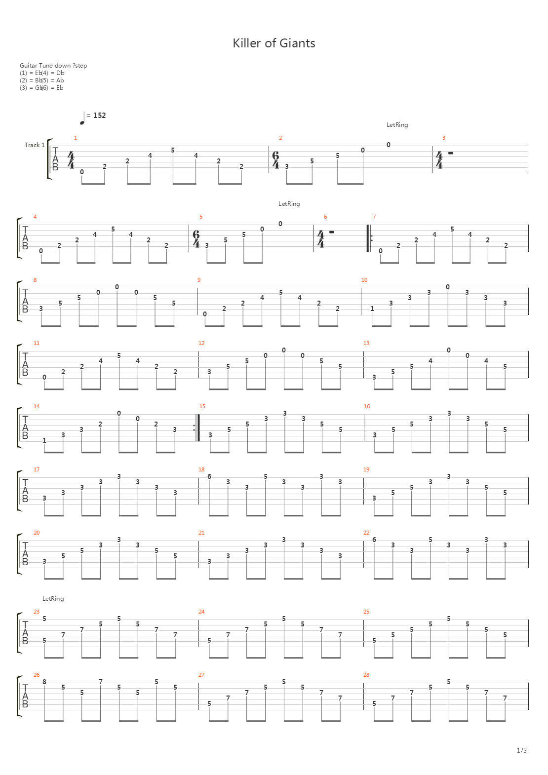 Killer of Giants (intro)吉他谱