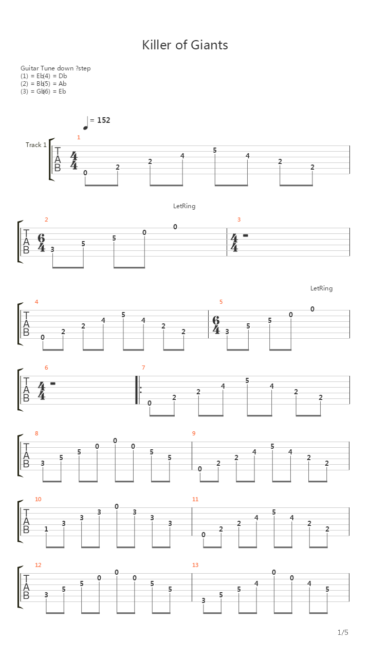 Killer of Giants (intro)吉他谱