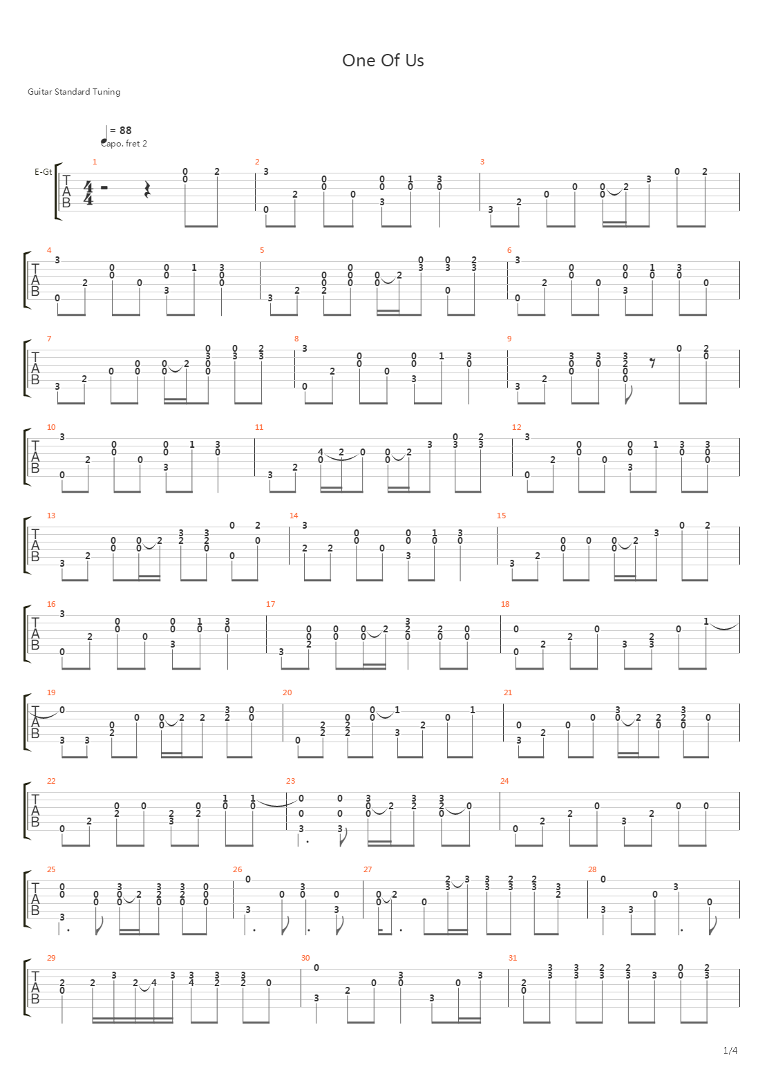 One Of Us吉他谱
