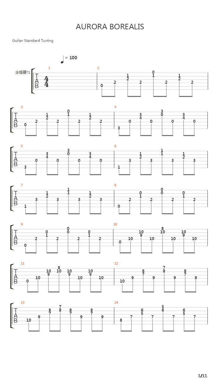 Aurora Borealis吉他谱