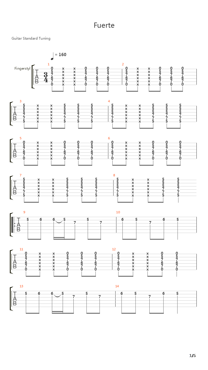 Fuerte吉他谱