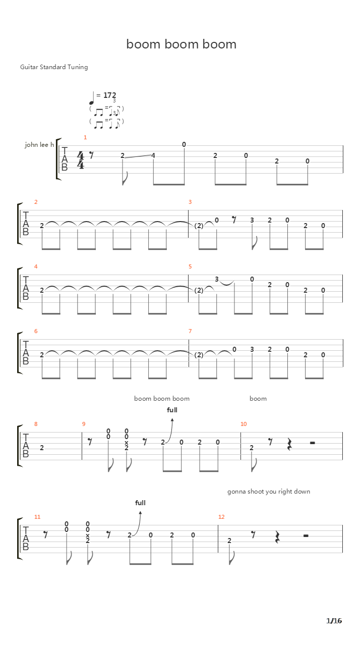 Boom Boom Boom吉他谱