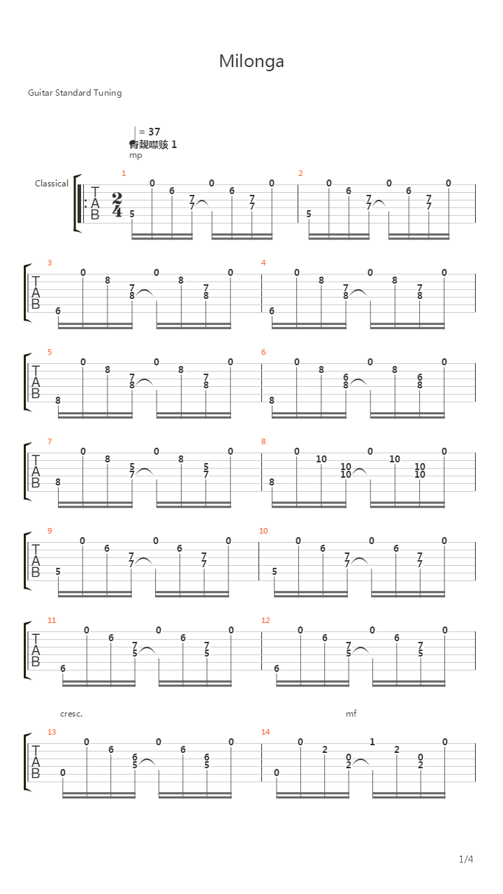 Milonga吉他谱