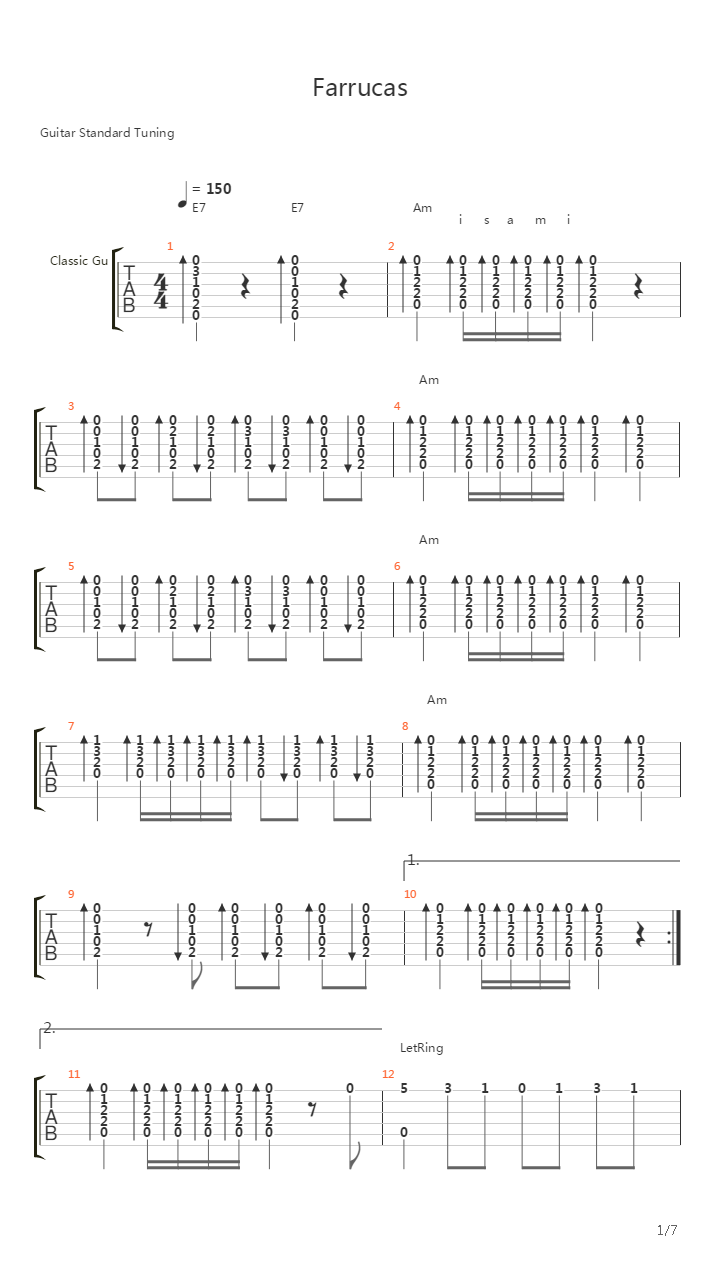 Farrucas吉他谱