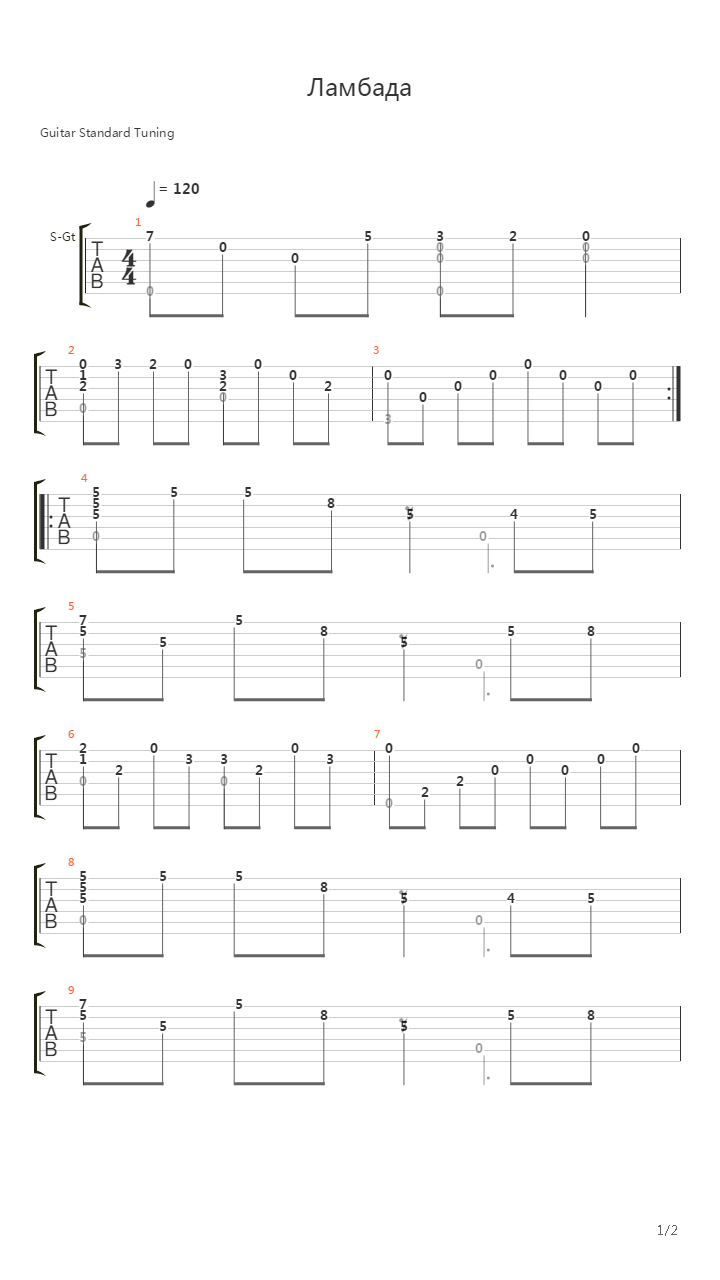 Lambada吉他谱