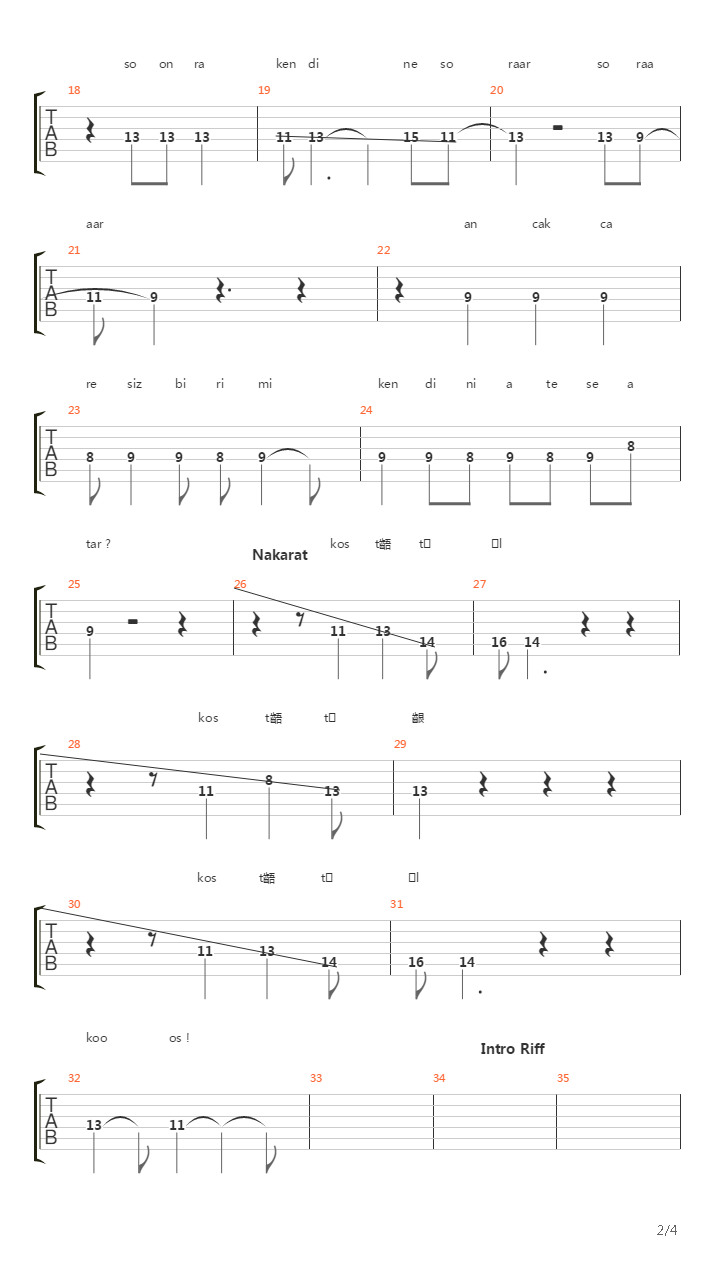 Tirtilin Hikayesi吉他谱